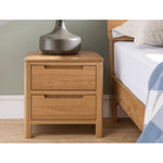 Natural Brown Oak & Tung Wood Bedside Cupboard - Stylish & Durable Nightstand hym-473