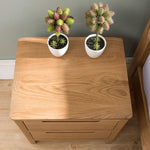 Natural Brown Oak & Tung Wood Bedside Cupboard - Stylish & Durable Nightstand hym-473