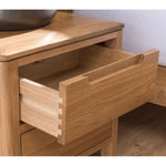 Natural Brown Oak & Tung Wood Bedside Cupboard - Stylish & Durable Nightstand hym-473