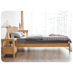 Stylish Brown Oak and Pine Natural Wood Bed for a Timeless Bedroom Look hym-474
