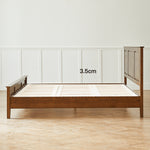 Stunning Brown Oak Wood Pine Bed Frame for a Cozy Bedroom hym-478