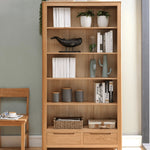 Stunning Brown Oak and Tung Wood Cabinet with Stylish Metal Accents hym-483