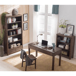 Stunning Brown Oak and Tung Wood Cabinet with Stylish Metal Accents hym-483