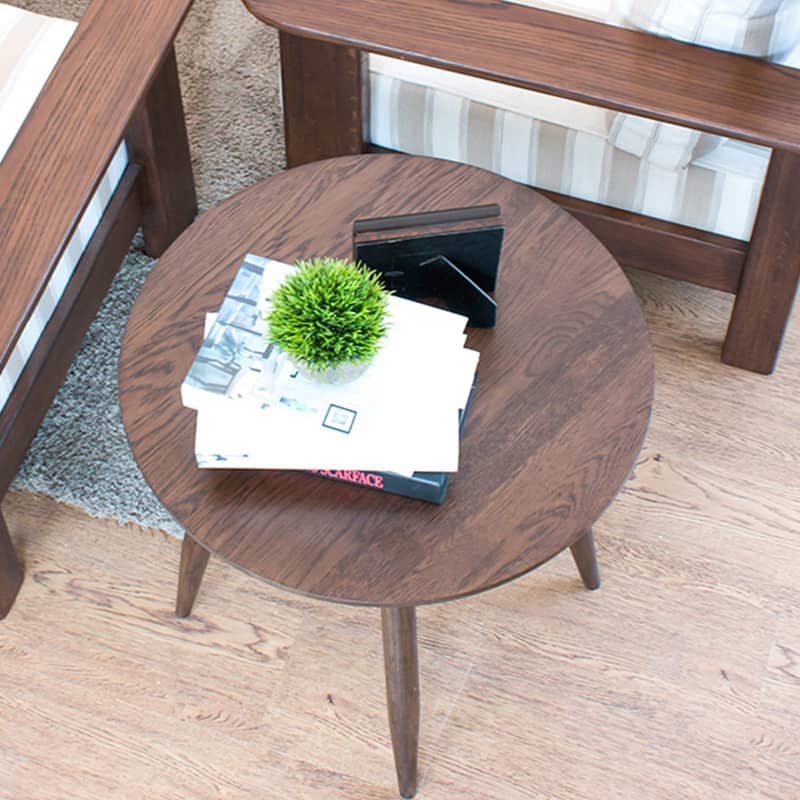 Elegant Brown Oak Wood Tea Table - Natural Finish, Perfect for Any Room hym-485