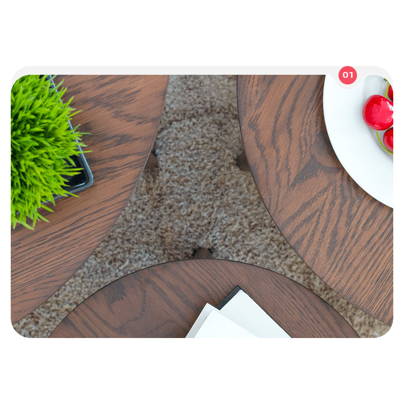 Elegant Brown Oak Wood Tea Table - Natural Finish, Perfect for Any Room hym-485