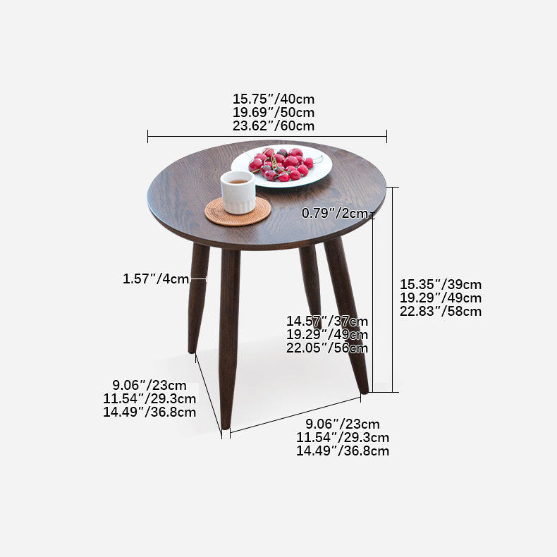 Elegant Brown Oak Wood Tea Table - Natural Finish, Perfect for Any Room hym-485