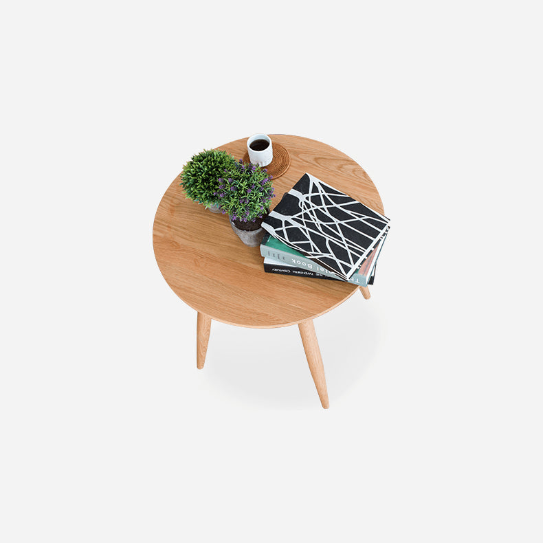 Elegant Brown Oak Wood Tea Table - Natural Finish, Perfect for Any Room hym-485