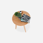 Elegant Brown Oak Wood Tea Table - Natural Finish, Perfect for Any Room hym-485