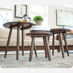 Elegant Brown Oak Wood Tea Table - Natural Finish, Perfect for Any Room hym-485