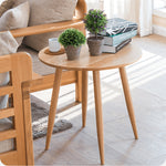 Elegant Brown Oak Wood Tea Table - Natural Finish, Perfect for Any Room hym-485