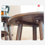 Elegant Brown Oak Wood Tea Table - Natural Finish, Perfect for Any Room hym-485