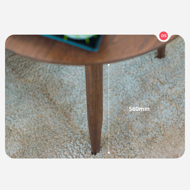 Elegant Brown Oak Wood Tea Table - Natural Finish, Perfect for Any Room hym-485