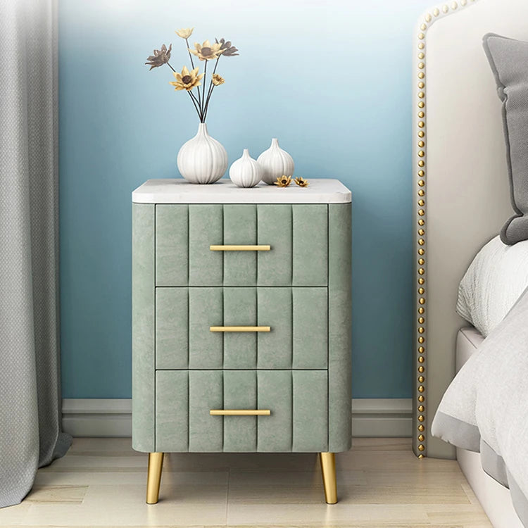 Luxurious Bedside Cupboard with Marble Top & Leather Finish - Elegant Storage Solution hyq-4418