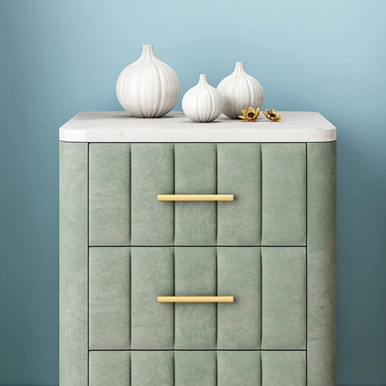 Luxurious Bedside Cupboard with Marble Top & Leather Finish - Elegant Storage Solution hyq-4418