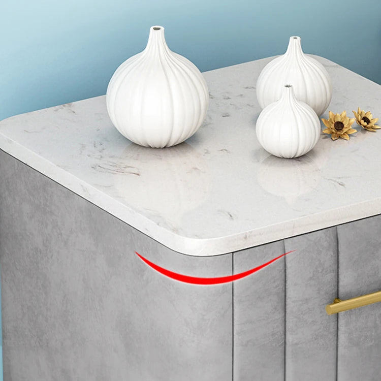 Luxurious Bedside Cupboard with Marble Top & Leather Finish - Elegant Storage Solution hyq-4418
