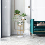 Elegant Marble Storage Rack with Gold Finish - Modern Plant Display Stand for Home Decor hyq-4419