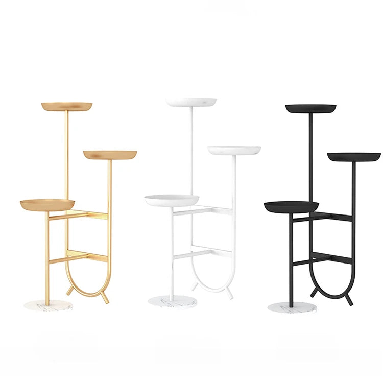 Elegant Marble Storage Rack with Gold Finish - Modern Plant Display Stand for Home Decor hyq-4419