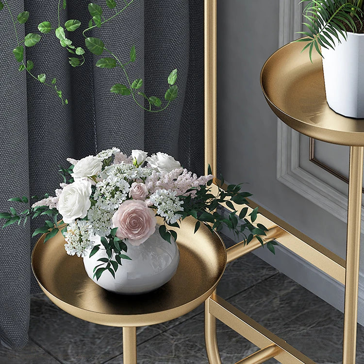 Elegant Marble Storage Rack with Gold Finish - Modern Plant Display Stand for Home Decor hyq-4419