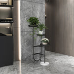 Elegant Marble Storage Rack with Gold Finish - Modern Plant Display Stand for Home Decor hyq-4419