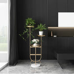 Elegant Marble Storage Rack with Gold Finish - Modern Plant Display Stand for Home Decor hyq-4419