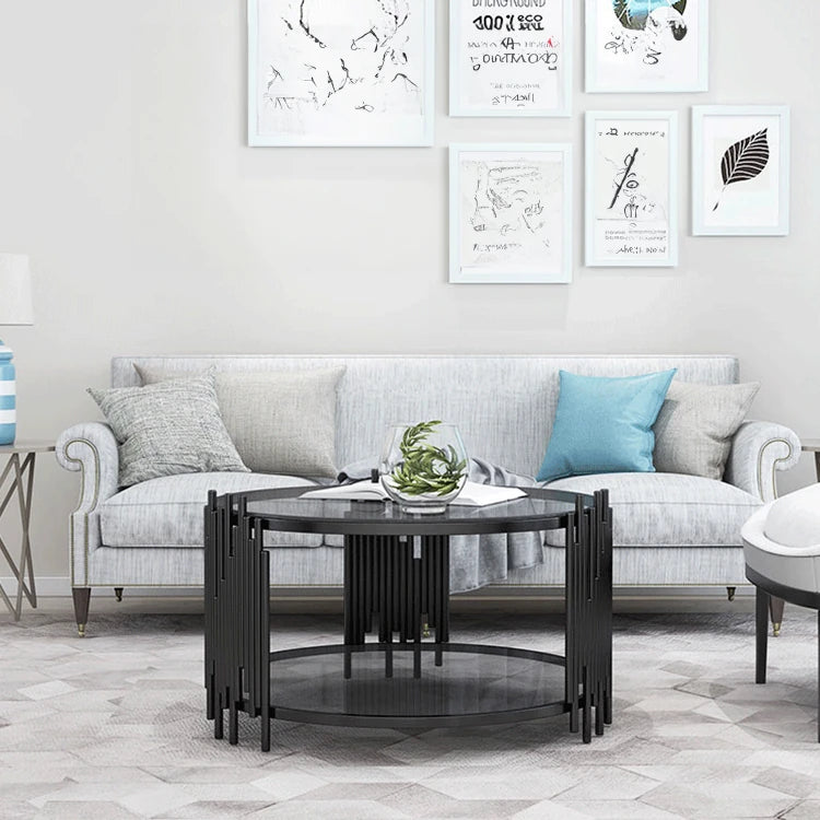 Stylish Round Tea Table with Tempered Glass & Sintered Stone - Modern Centerpiece for Your Living Room hyq-4420