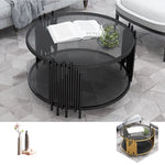 Stylish Round Tea Table with Tempered Glass & Sintered Stone - Modern Centerpiece for Your Living Room hyq-4420