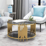 Stylish Round Tea Table with Tempered Glass & Sintered Stone - Modern Centerpiece for Your Living Room hyq-4420