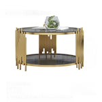 Stylish Round Tea Table with Tempered Glass & Sintered Stone - Modern Centerpiece for Your Living Room hyq-4420