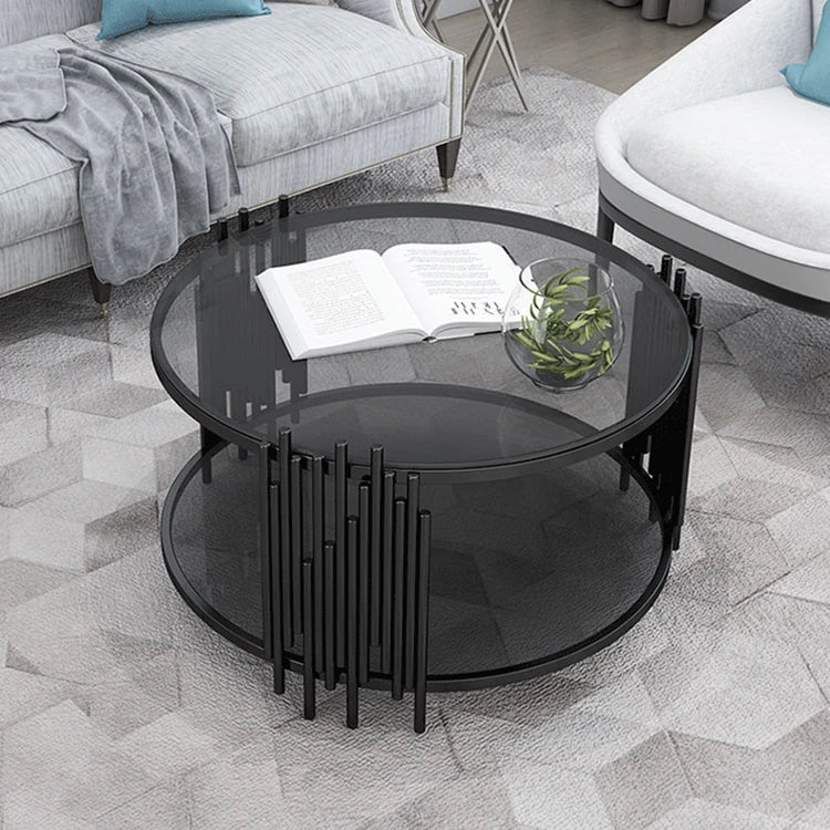 Stylish Round Tea Table with Tempered Glass & Sintered Stone - Modern Centerpiece for Your Living Room hyq-4420