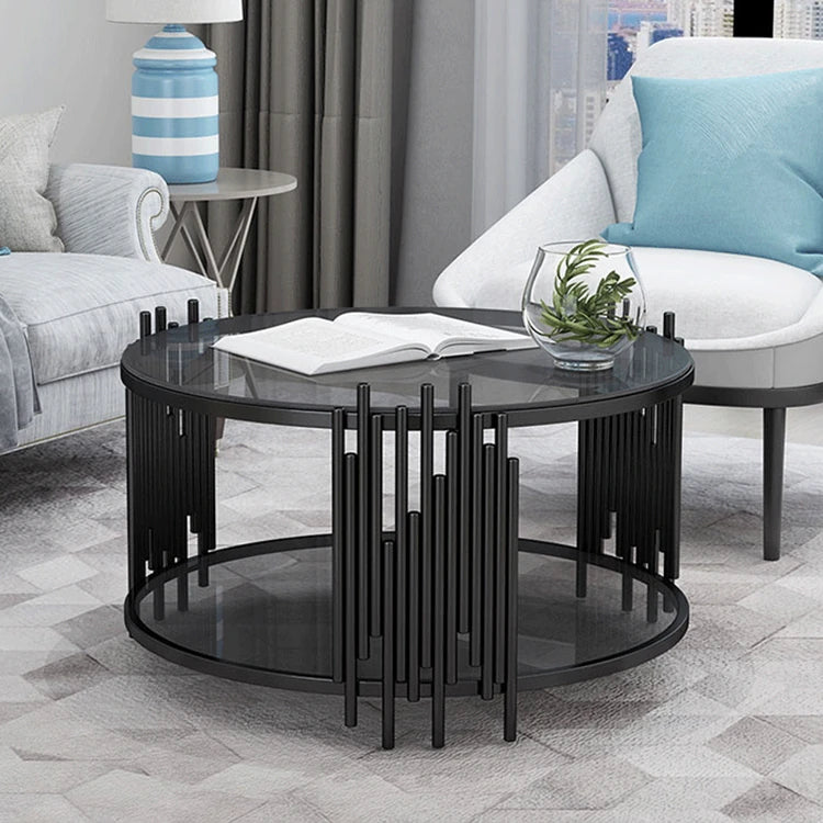 Stylish Round Tea Table with Tempered Glass & Sintered Stone - Modern Centerpiece for Your Living Room hyq-4420