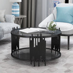 Stylish Round Tea Table with Tempered Glass & Sintered Stone - Modern Centerpiece for Your Living Room hyq-4420