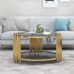 Stylish Round Tea Table with Tempered Glass & Sintered Stone - Modern Centerpiece for Your Living Room hyq-4420