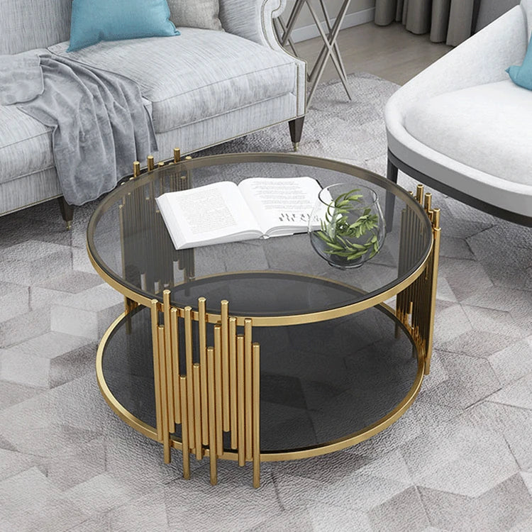 Stylish Round Tea Table with Tempered Glass & Sintered Stone - Modern Centerpiece for Your Living Room hyq-4420