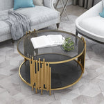 Stylish Round Tea Table with Tempered Glass & Sintered Stone - Modern Centerpiece for Your Living Room hyq-4420