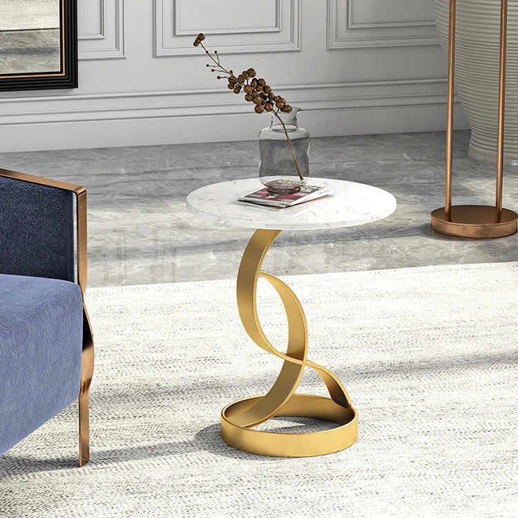 Luxury Marble Tea Table with Modern Swirl Design for Elegant Living Spaces hyq-4421