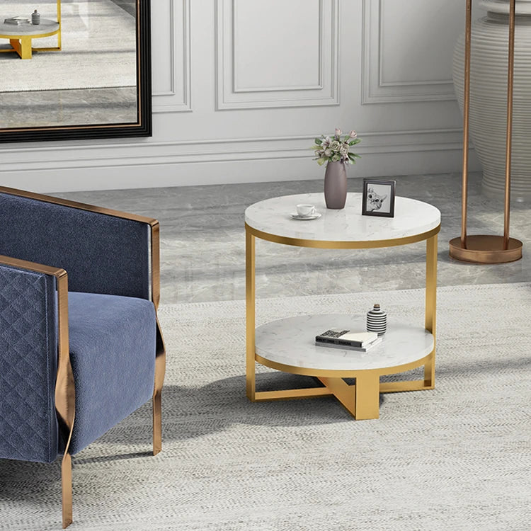 Luxury Marble Tea Table with Modern Swirl Design for Elegant Living Spaces hyq-4421