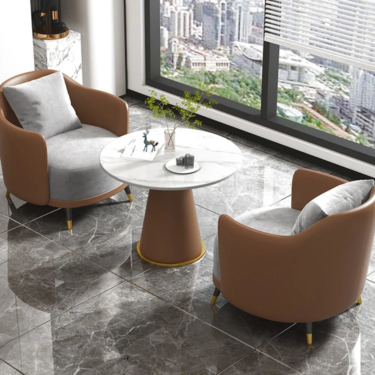 Stylish Marble and Synthetic Leather Table - Modern Elegance for Your Living Space hyq-4429
