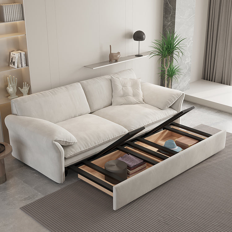 Luxurious Beige and Blue Solid Wood Sofa with Light Brown Accents and Dark Gray Detailing - Premium Cotton Down Upholstery hyt-1236