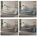 Luxurious Beige and Blue Solid Wood Sofa with Light Brown Accents and Dark Gray Detailing - Premium Cotton Down Upholstery hyt-1236
