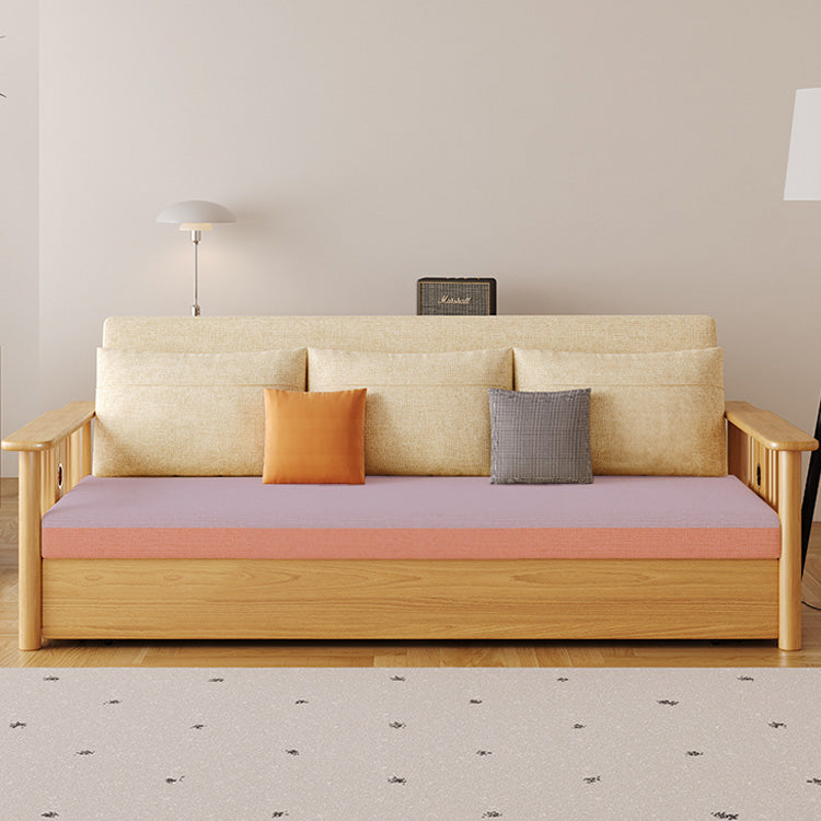 Modern Sofa with Vibrant Colors: Yellow, Light Brown, Gray, Orange & Blue - Premium Cotton-Linen Upholstery & Dark Ash Wood Frame hyt-1429