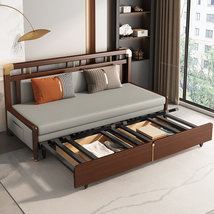 Modern Solid Wood Sofa with Yellow, Light Gray, Dark Brown, Orange, Green, and Blue Faux Leather hyt-1431