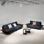 Mid-Century Modern Black Walnut Solid Wood Fabric Sofa, Straight-Line Luxury Living Room Couch hz-0203-38