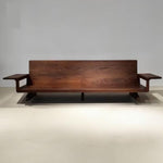 Mid-Century Modern Black Walnut Solid Wood Fabric Sofa, Straight-Line Luxury Living Room Couch hz-0203-38