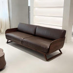 Black Walnut Solid Wood Leather Sofa | Modern Luxury Office Style hz-0203-40