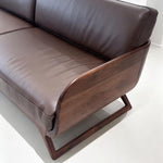Black Walnut Solid Wood Leather Sofa | Modern Luxury Office Style hz-0203-40
