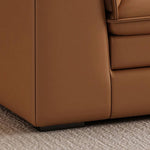 Modern Orange Sofa with Pine Wood Frame, Cotton Down Cushions, and Faux Leather Accents hzh-1353