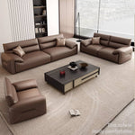 Luxurious Dark Brown Faux Leather Sofa with Sturdy Pine Wood Frame and Soft Cotton Finish hzh-1355