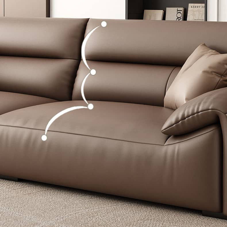 Luxurious Dark Brown Faux Leather Sofa with Sturdy Pine Wood Frame and Soft Cotton Finish hzh-1355