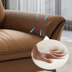 Stylish Pine Wood Sofa with Orange Cotton Blend and Luxurious Faux Leather Accents hzh-1356