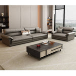 Stylish Gray Sofa with Pine Wood Frame and Faux Leather Accents - Comfortable Cotton Upholstery hzh-1360